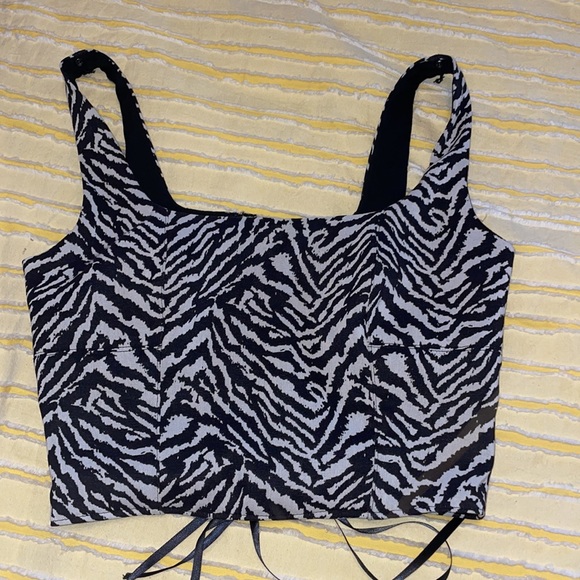 Pink And Black Zebra Printed Camisole Crop Top